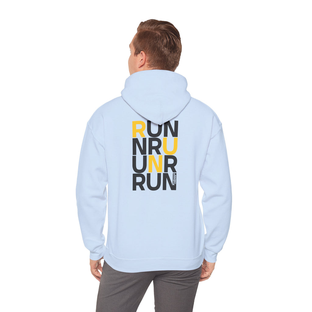 Perdurant Collective RUN RUN RUN Hoodie - Light Athletic Unisex Graphic Pullover for Runners