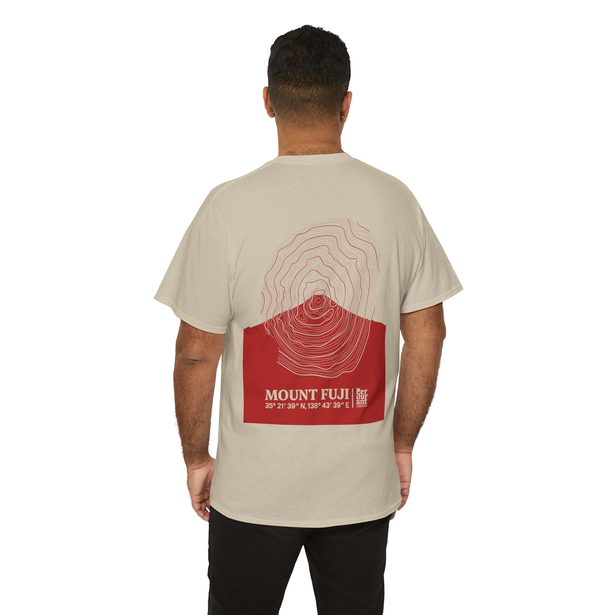 Mount Fuji Topographic T-Shirt - Red Unisex Mountain Relief Special Tee