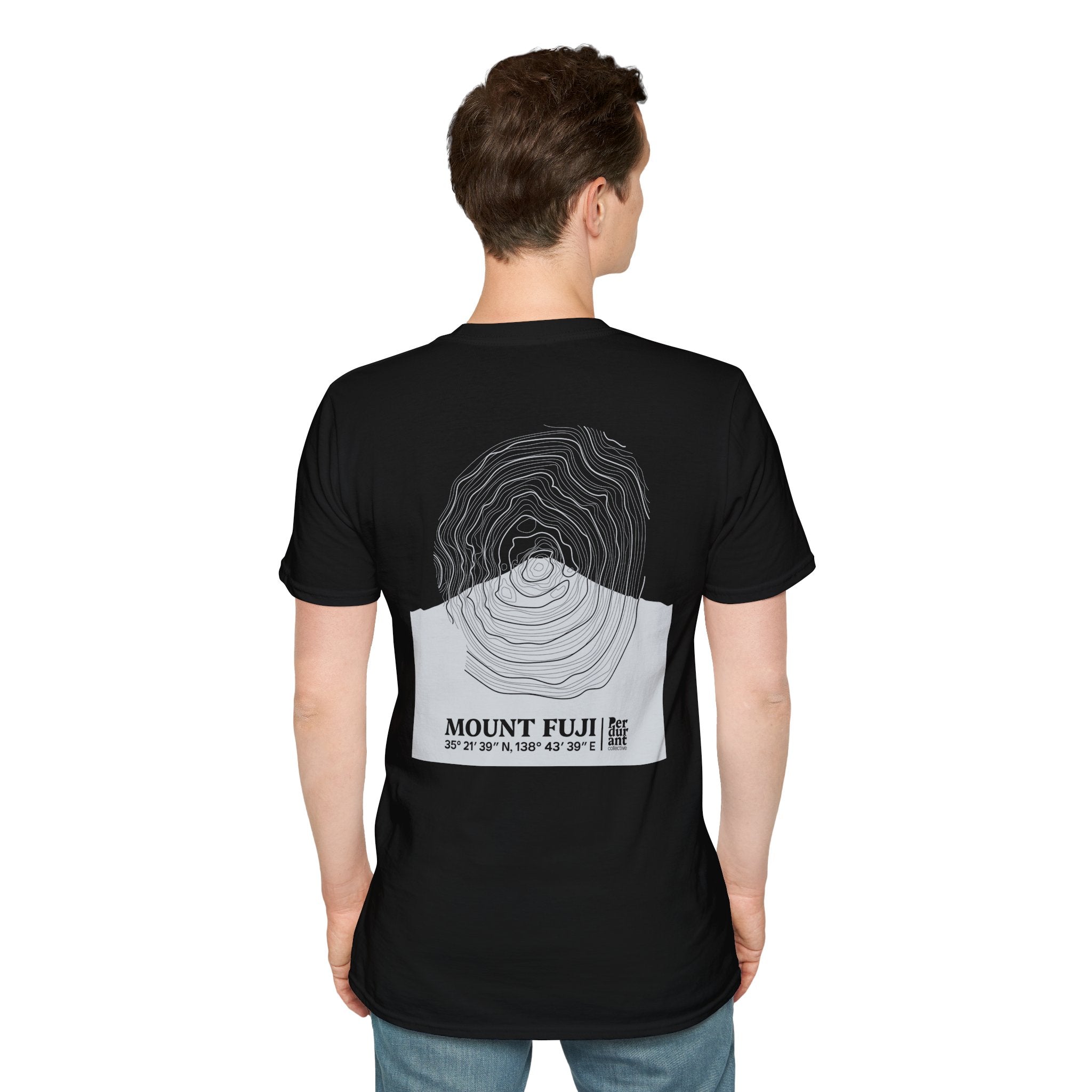 Mount Fuji Topographic T-Shirt - Dark Unisex Mountain Relief Tee