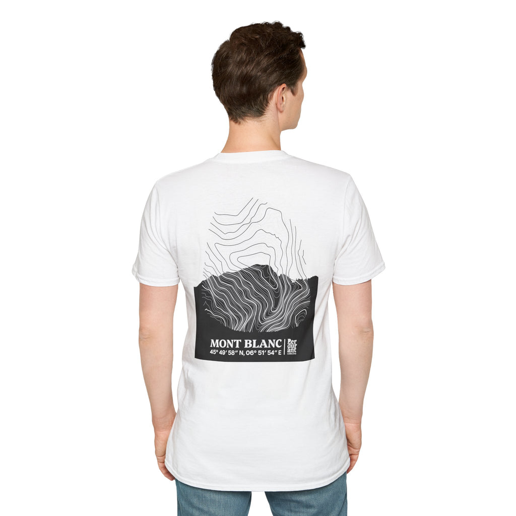 Mont Blanc Topographic T-Shirt - Light Unisex Mountain Relief Tee