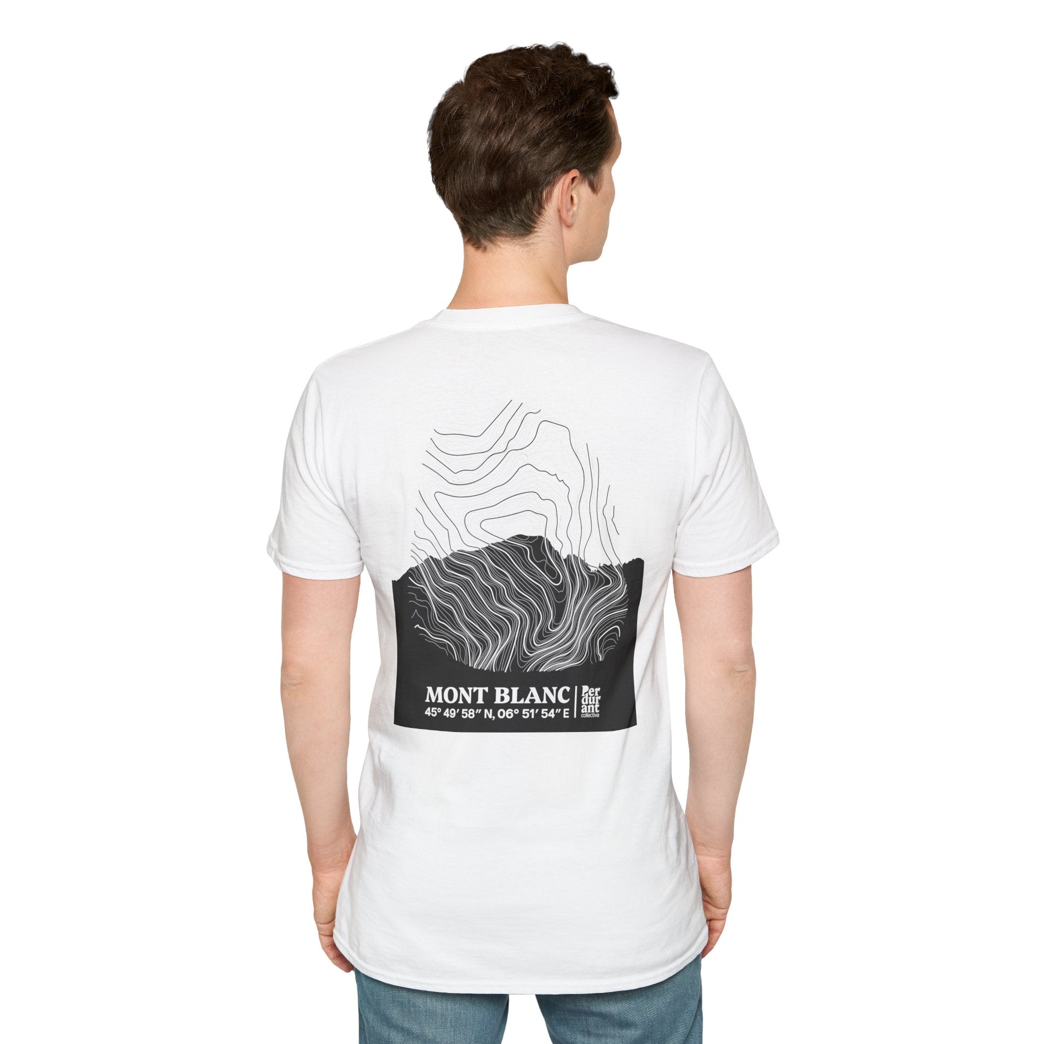 Mont Blanc Topographic T-Shirt - Light Unisex Mountain Relief Tee