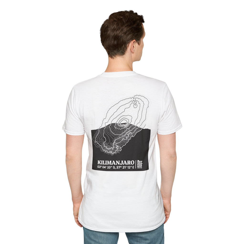 Kilimanjaro Topographic T-Shirt - Light Unisex Mountain Relief Tee