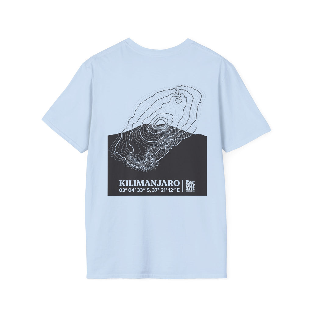 Kilimanjaro Topographic T-Shirt - Light Unisex Mountain Relief Tee