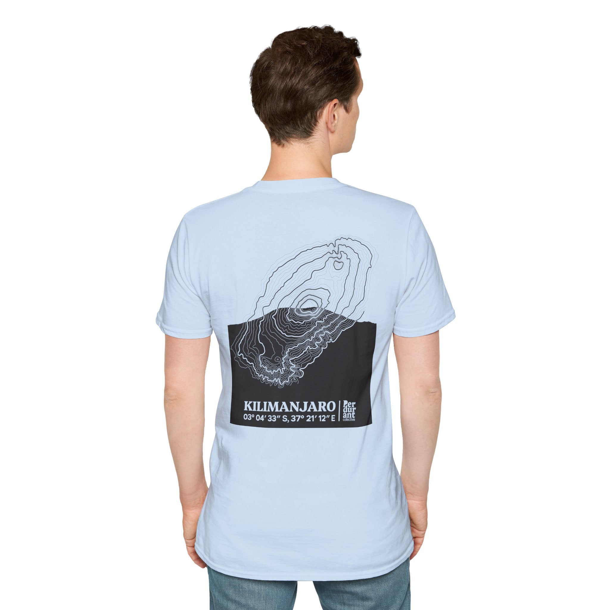 Kilimanjaro Topographic T-Shirt - Light Unisex Mountain Relief Tee