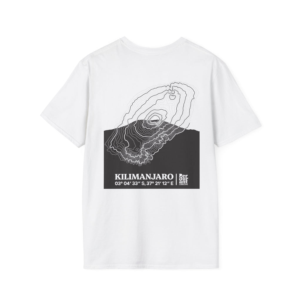Kilimanjaro Topographic T-Shirt - Light Unisex Mountain Relief Tee