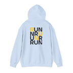 Perdurant Collective RUN RUN RUN Hoodie - Light Athletic Unisex Graphic Pullover for Runners