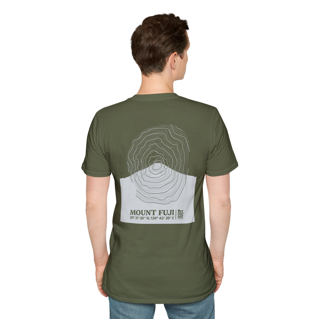 Mount Fuji Topographic T-Shirt - Dark Unisex Mountain Relief Tee