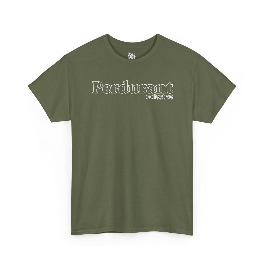 Perdurant Collective Outline Logo T-Shirt - Dark Minimal Unisex Graphic Tee