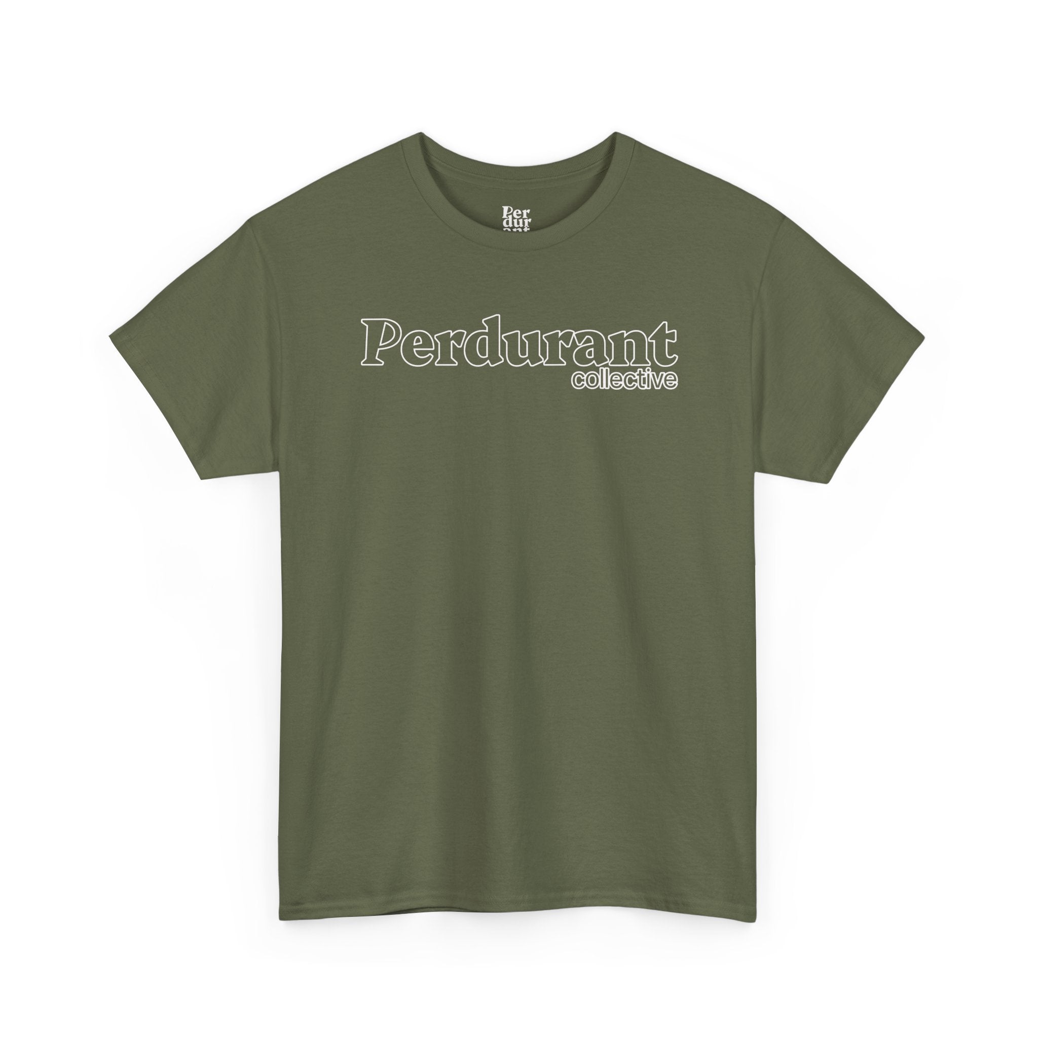 Perdurant Collective Outline Logo T-Shirt - Dark Minimal Unisex Graphic Tee
