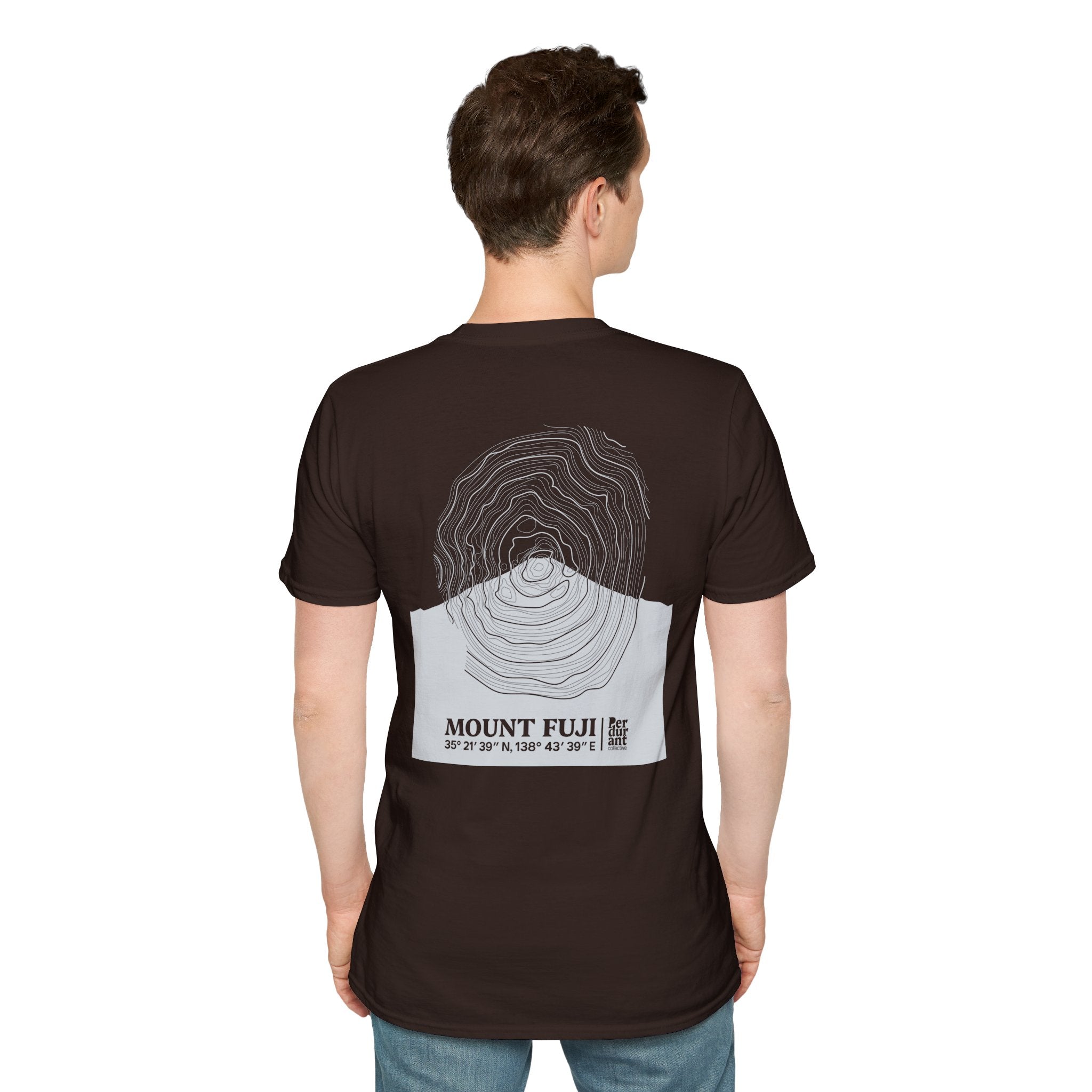 Mount Fuji Topographic T-Shirt - Dark Unisex Mountain Relief Tee