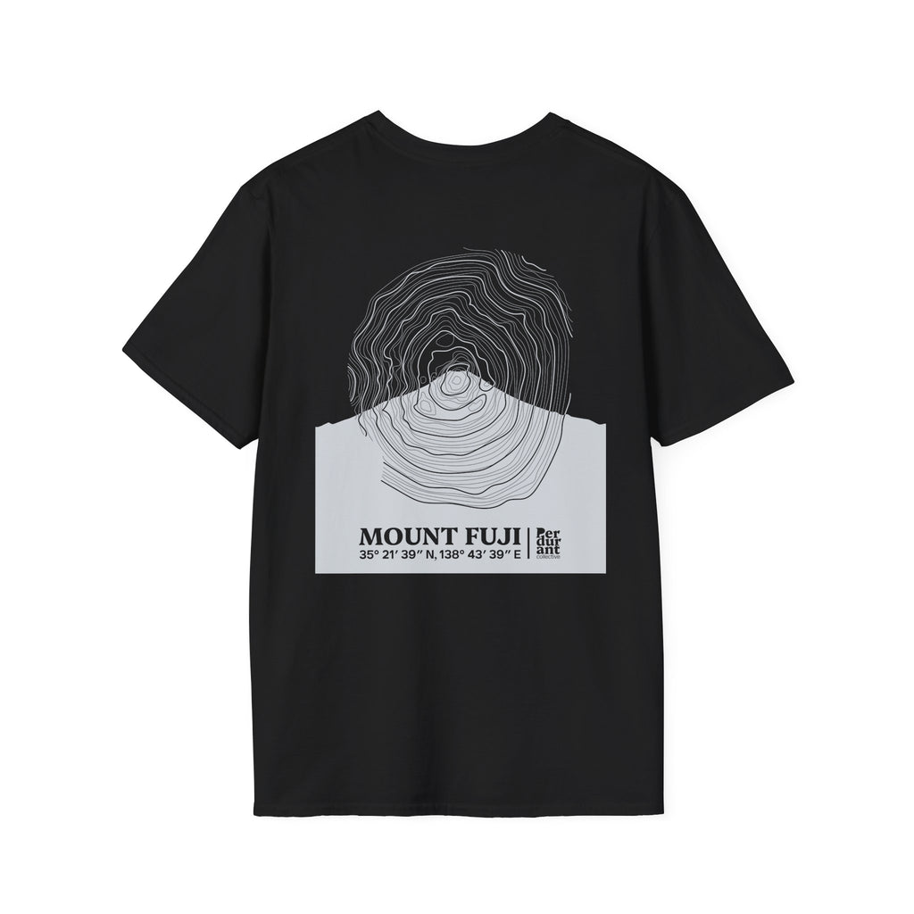 Mount Fuji Topographic T-Shirt - Dark Unisex Mountain Relief Tee