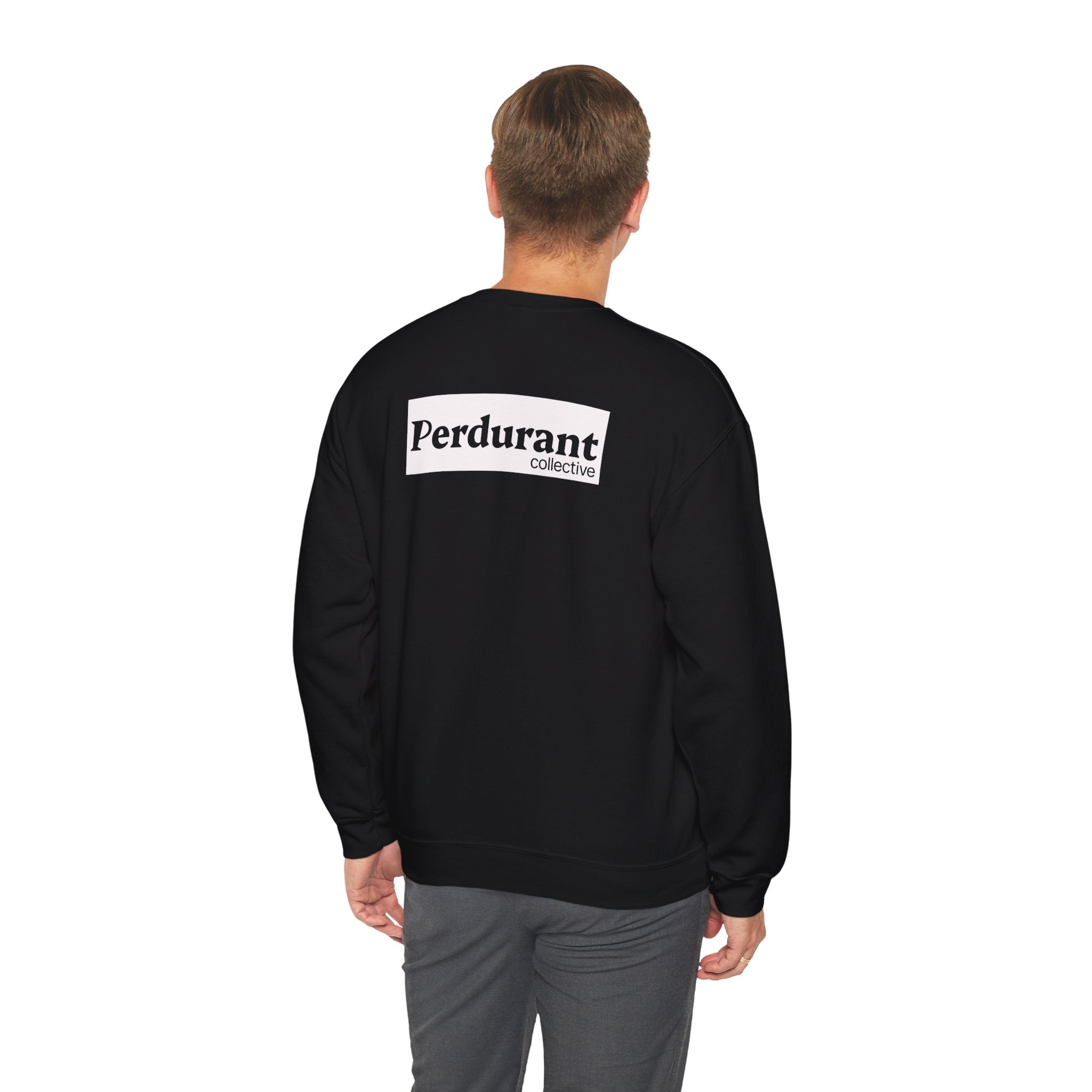 Perdurant Collective Logo Sweatshirt - Dark Minimal Unisex Graphic Crewneck